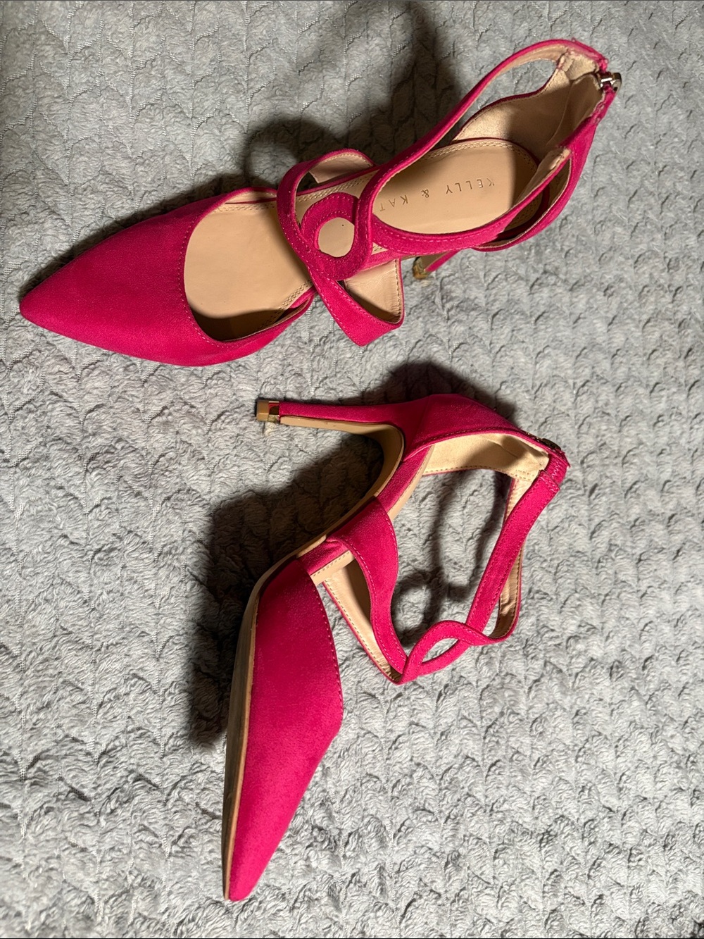 Kelly & Katie Hot Pink Pointed Toe Strappy Heels Size 8